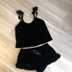 Victoria Secret Black Velvet Pajama Set